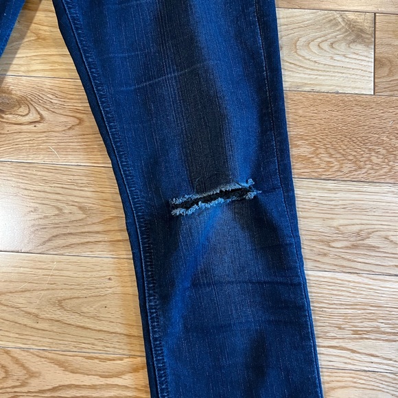 Size 27 Rag & Bone Skinny Denim Jeans Knee Slit Rip Dark Blue Terra - Picture 7 of 16